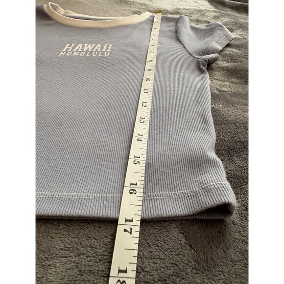Aeropostale Women's Hawaii Honolulu Baby Tee M Light Blue Seriously Soft Y2k - Picture 8 of 8